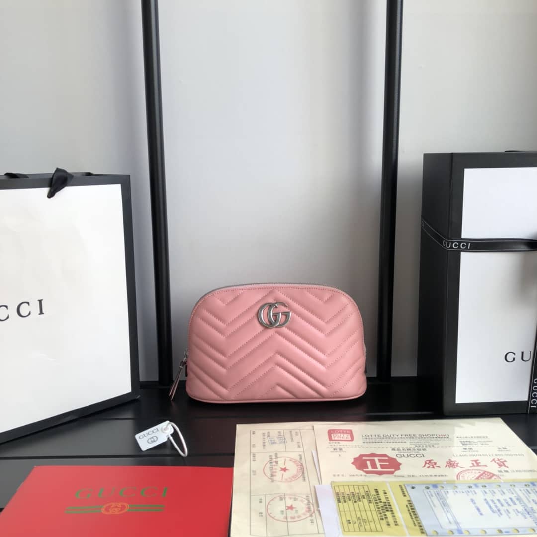 Gucci GG Marmont Quilted Vanity Bag Replica Pink 625690