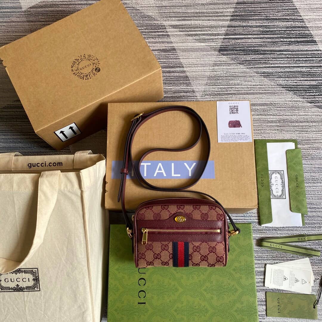 Gucci Ophidia GG Supreme Mini Shoulder Bag Replica Red 517350