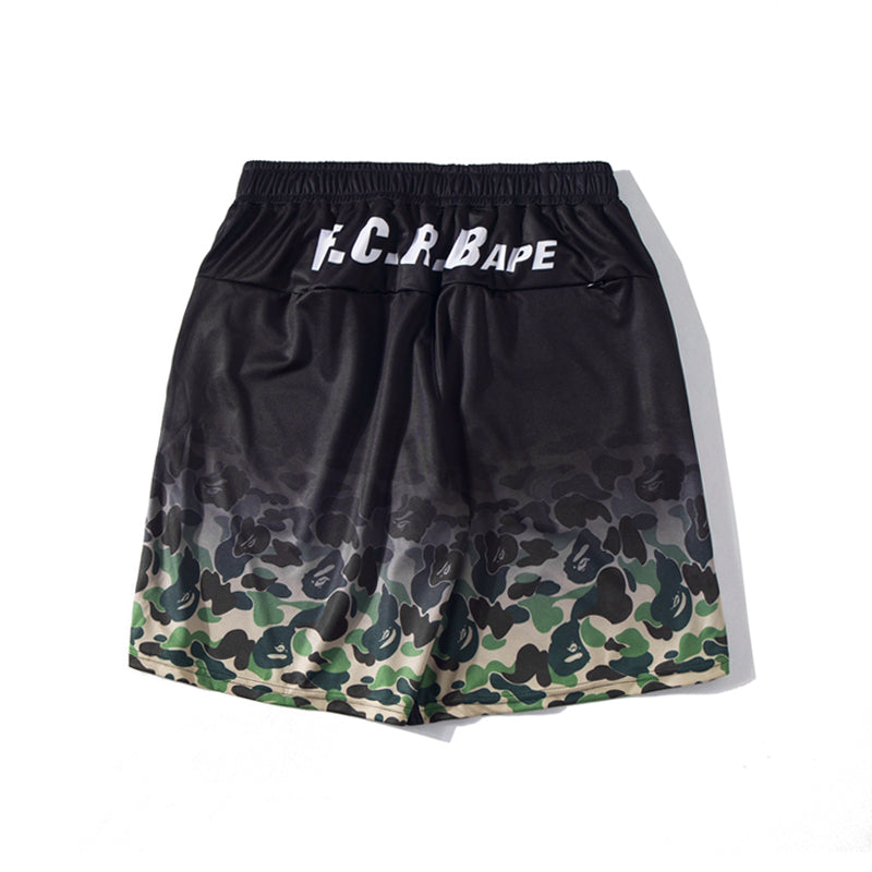 BAPE x FCRB APE Shorts Camo Black White Pants HDCP8706
