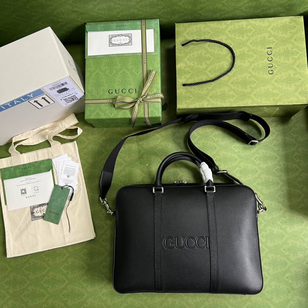Gucci Business Case With GG Logo Black 674174 Replica Mens Bag