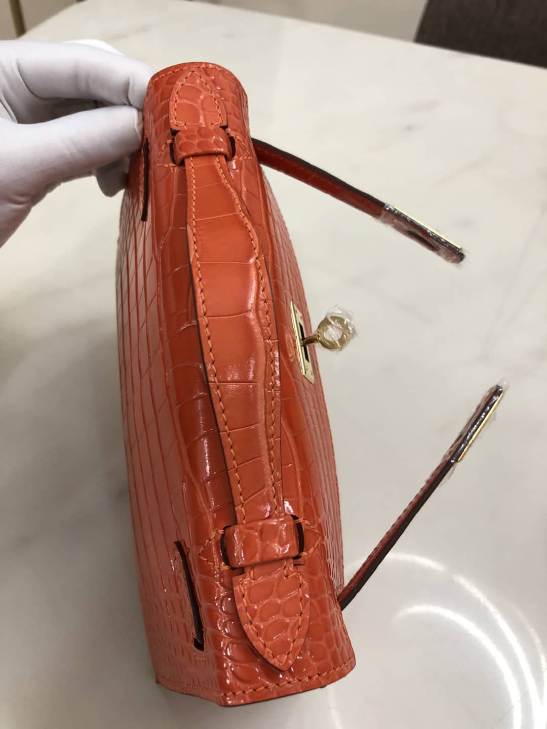 Hermes Kelly Dupe 22CM Crocodile Shiny Replica Bag