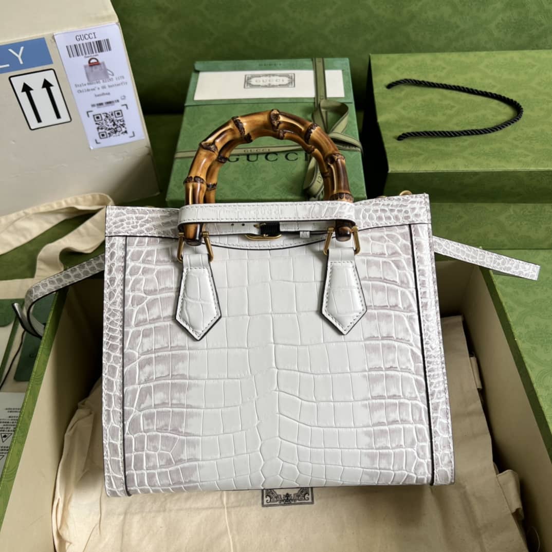 Gucci Diana GG Leather Small White 660195 Replica Tote Bag