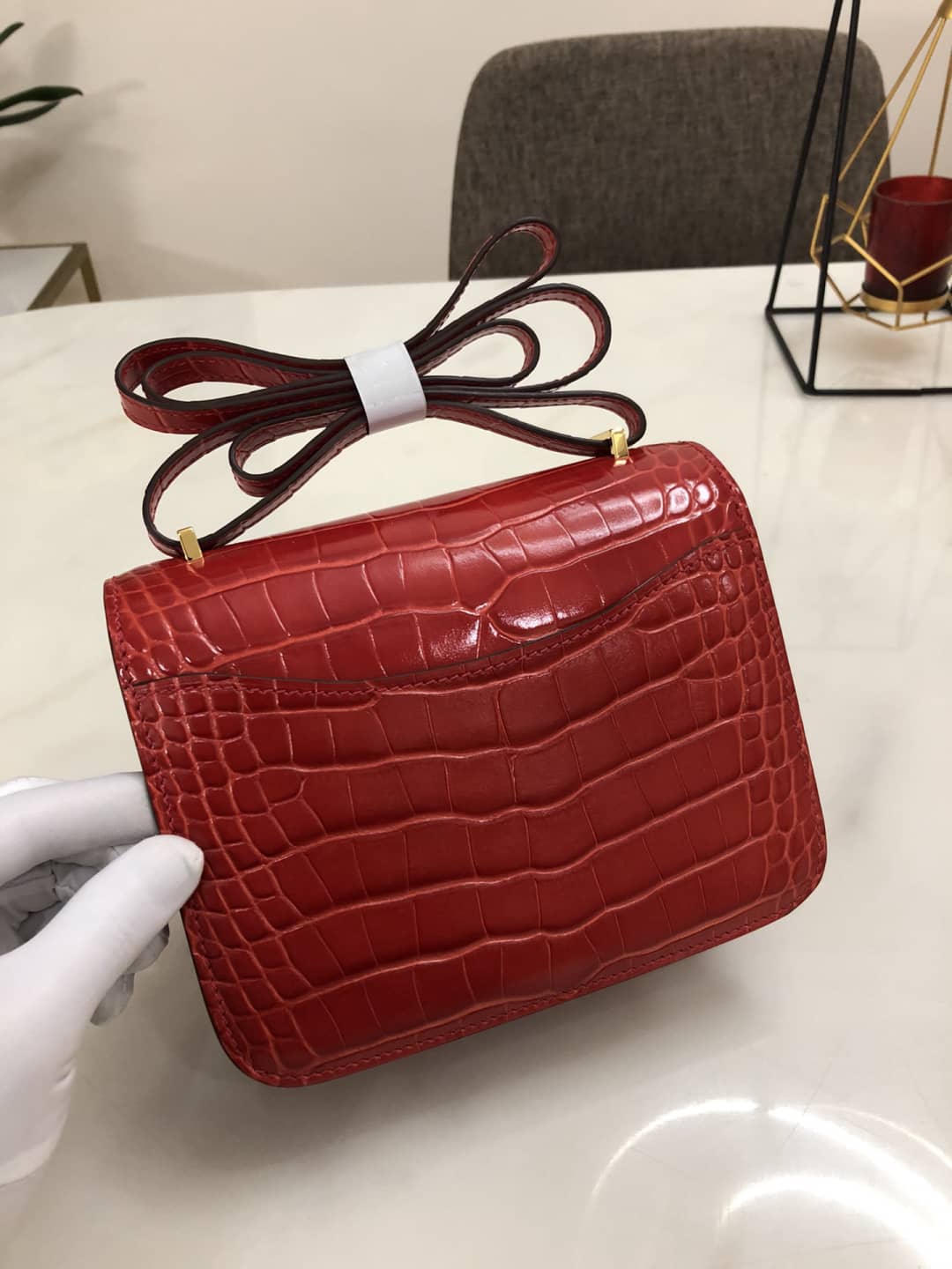 Hermes Replica Constance 18CM Crocodile Shiny Bag