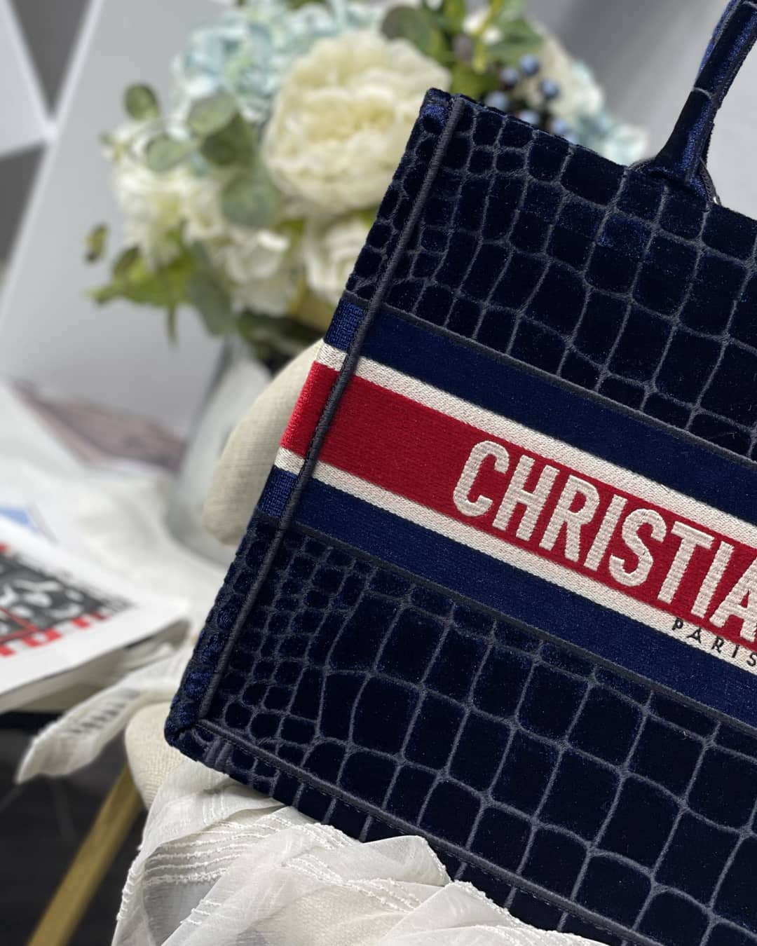 Christian Dior CD Book Embroidery Replica Tote