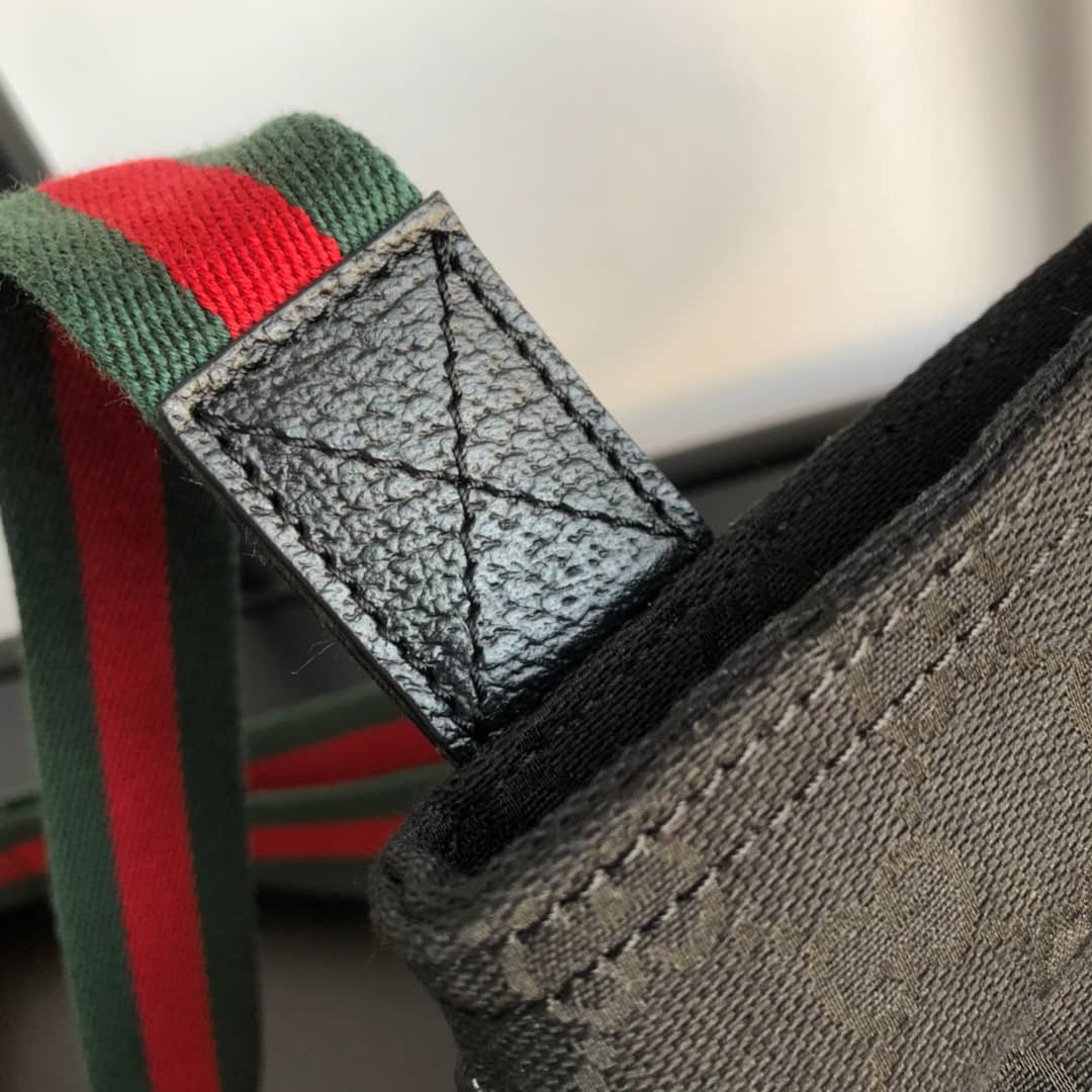 Gucci GG Monogram Canvas Web Small Messenger Bag Replica Black 146309