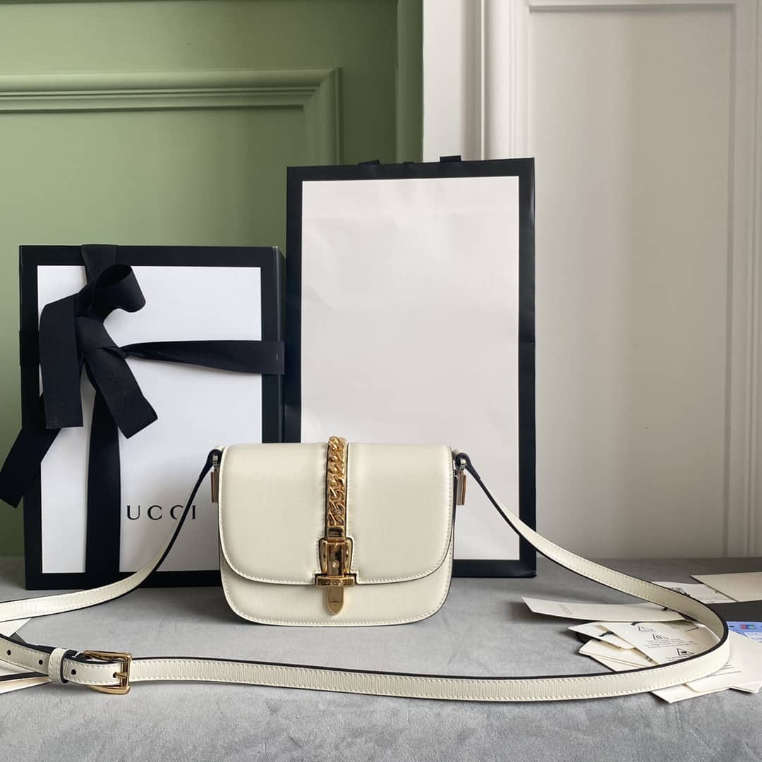 Gucci Ladies Mini Sylvie Shoulder Bag Replica White 615965