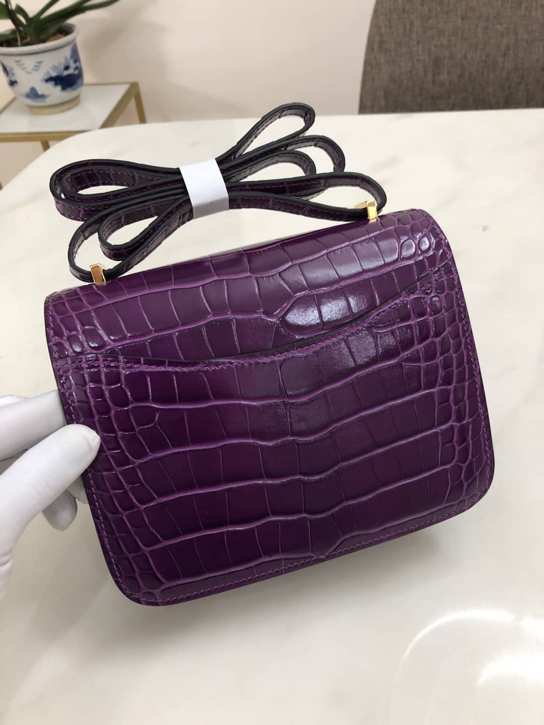 Hermes Replica Constance 18CM Crocodile Shiny Bag