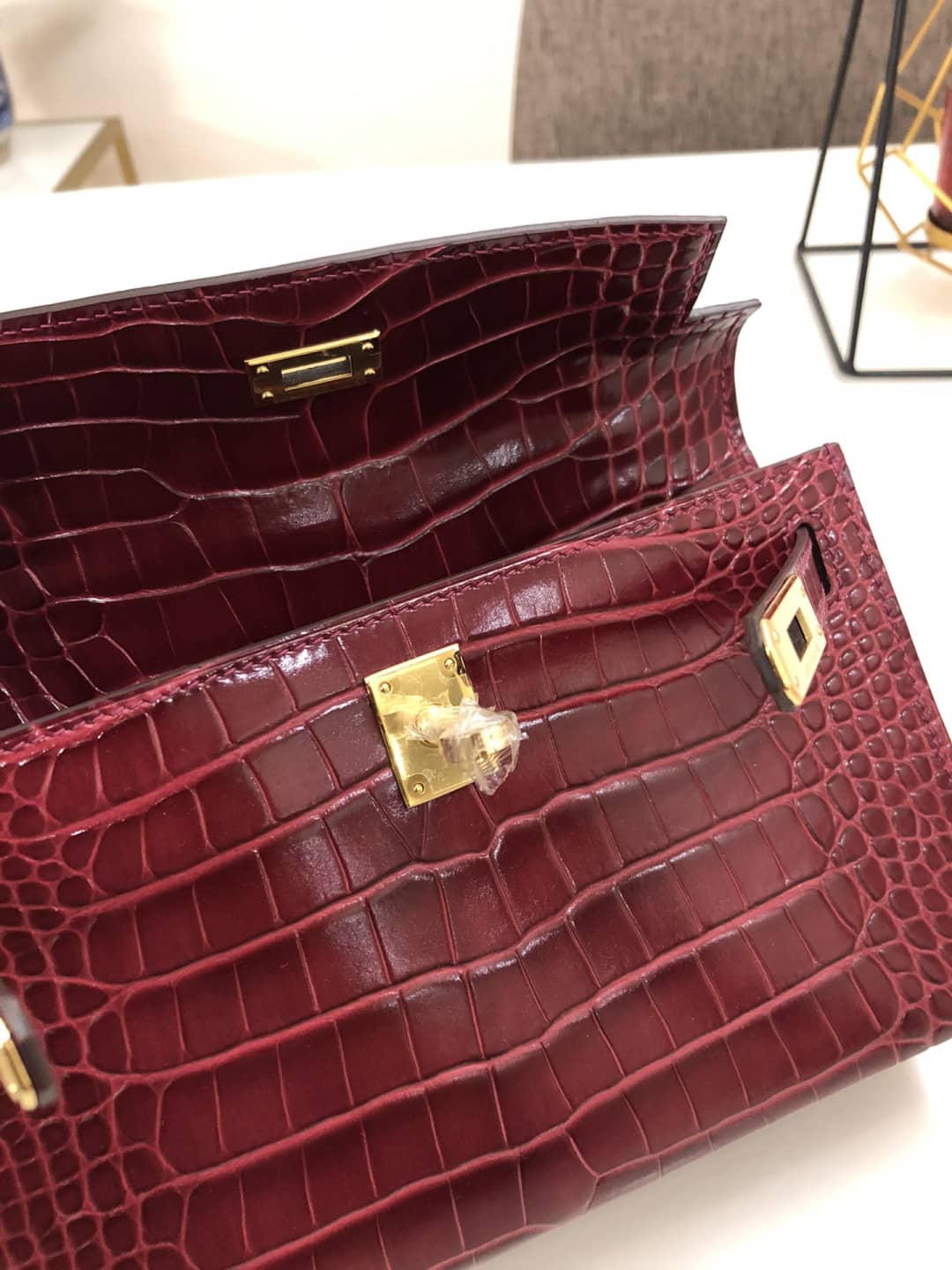 Hermes Kelly Dupe 22CM Crocodile Shiny Replica Bag