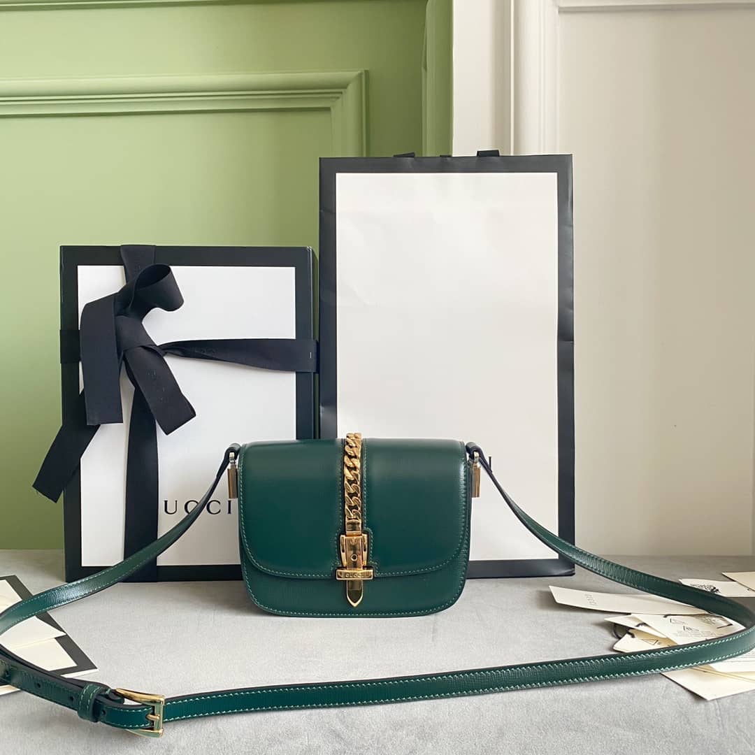 Gucci Ladies Mini Sylvie Shoulder Bag Replica Green 615965