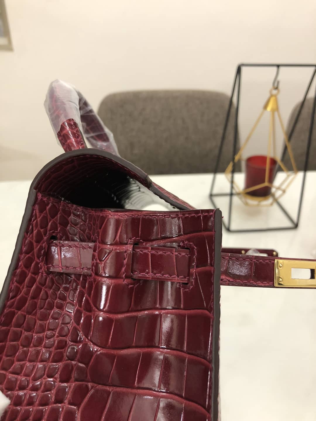Hermes Kelly Dupe 25CM Crocodile Shiny Replica Bag