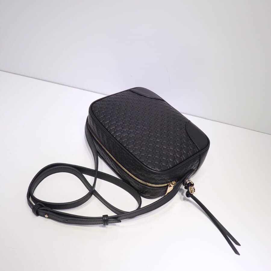 Gucci Bree Guccissima GG Leather Canvas Camera Bag Replica Black 449413