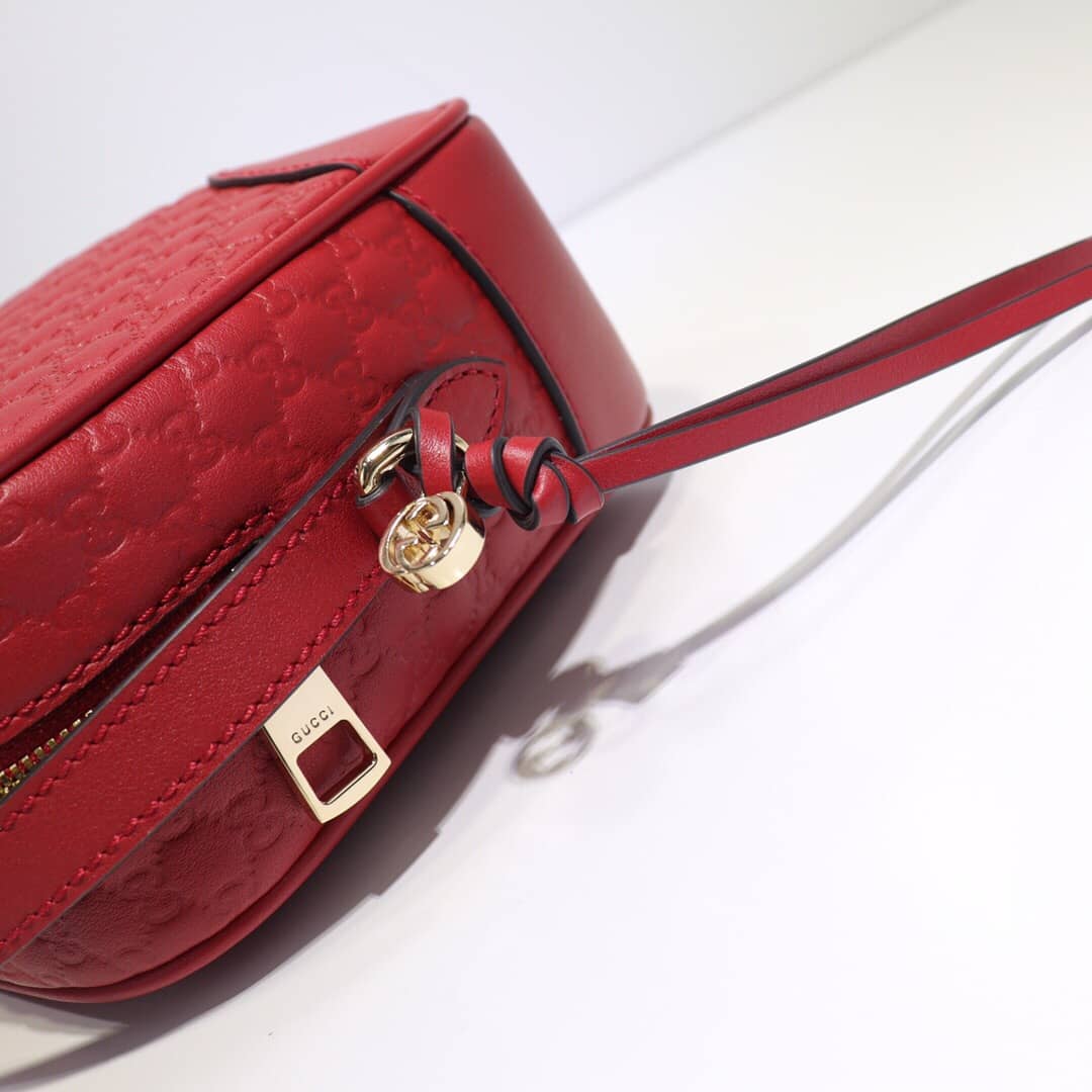 Gucci Bree Guccissima GG Leather Canvas Camera Bag Replica Red 449413