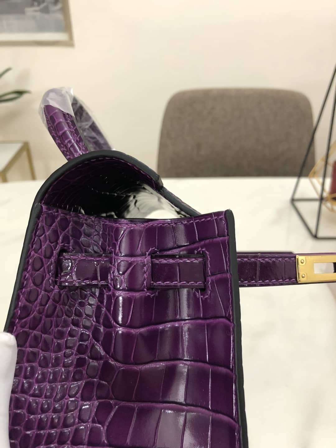 Hermes Kelly Dupe 25CM Crocodile Shiny Replica Bag
