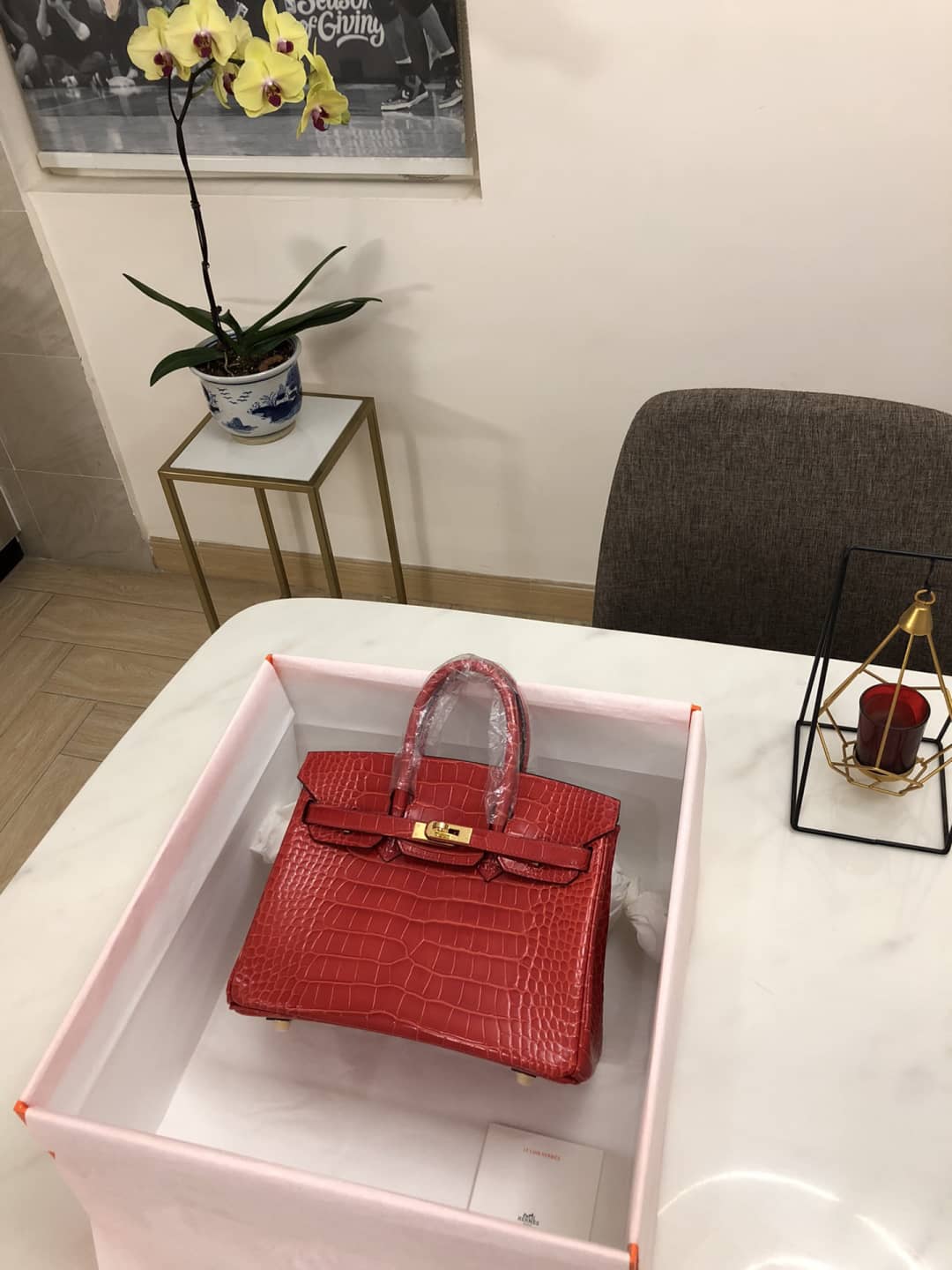 Hermes Birkin 25CM Crocodile Shiny Replica Bag