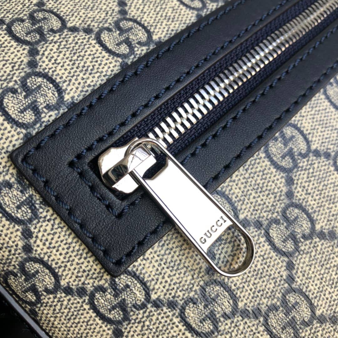 Gucci Mens Supreme Leather Double G Messenger Bag Replica Gray 406388