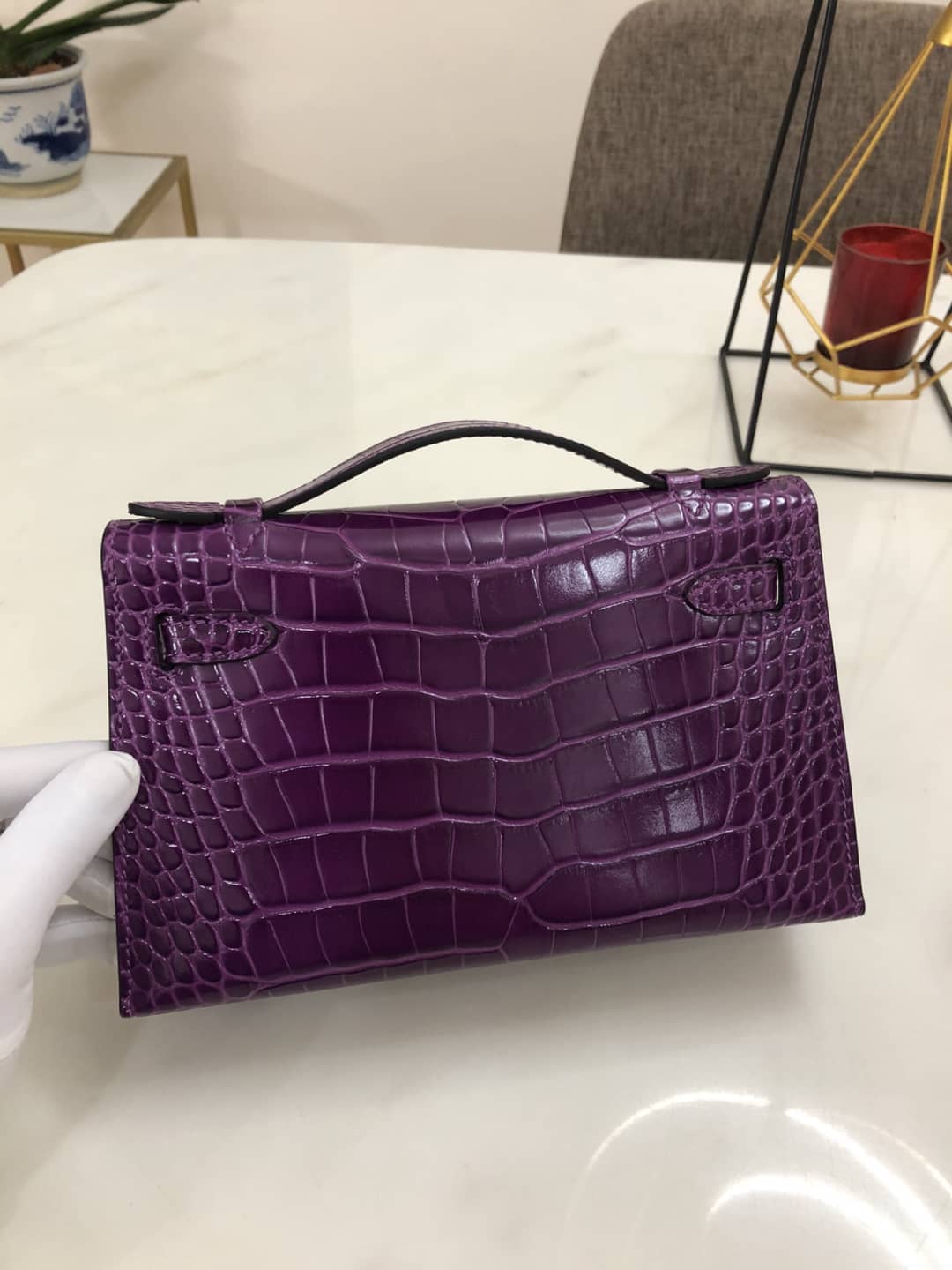 Hermes Kelly Dupe 22CM Crocodile Shiny Replica Bag