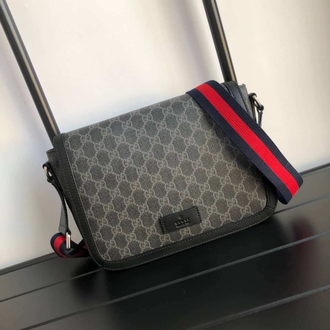 Gucci GG Guccissima Medium Canvas Crossbody Bag Replica Black 449172