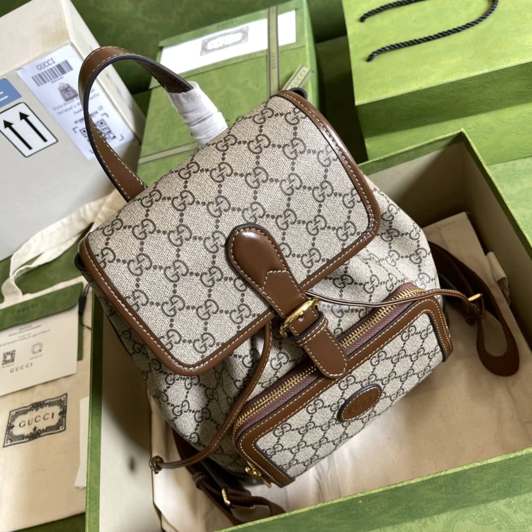 Gucci Interlocking GG Supreme Backpack Beige Replica 674147