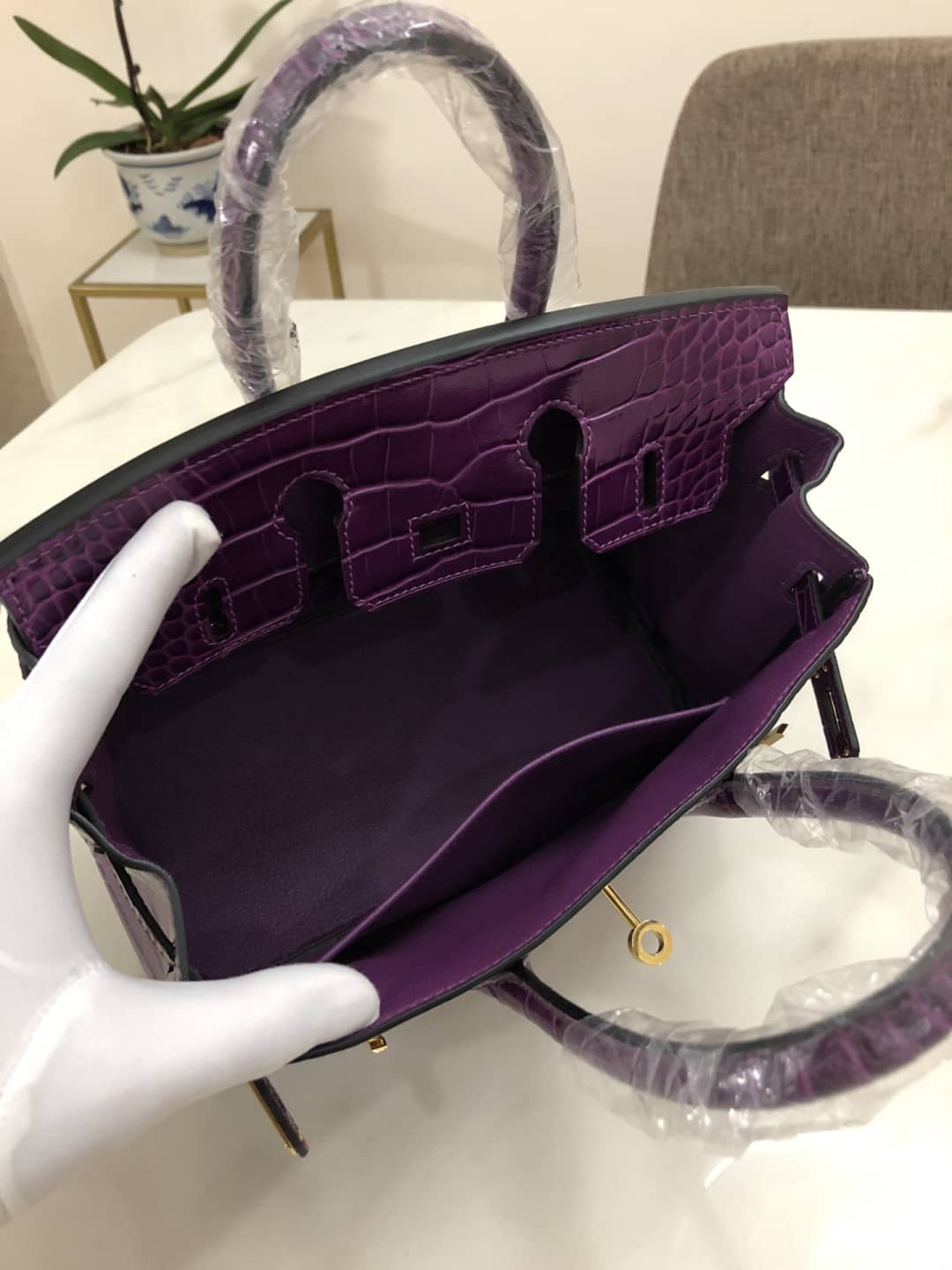 Hermes Birkin 25CM Crocodile Shiny Replica Bag