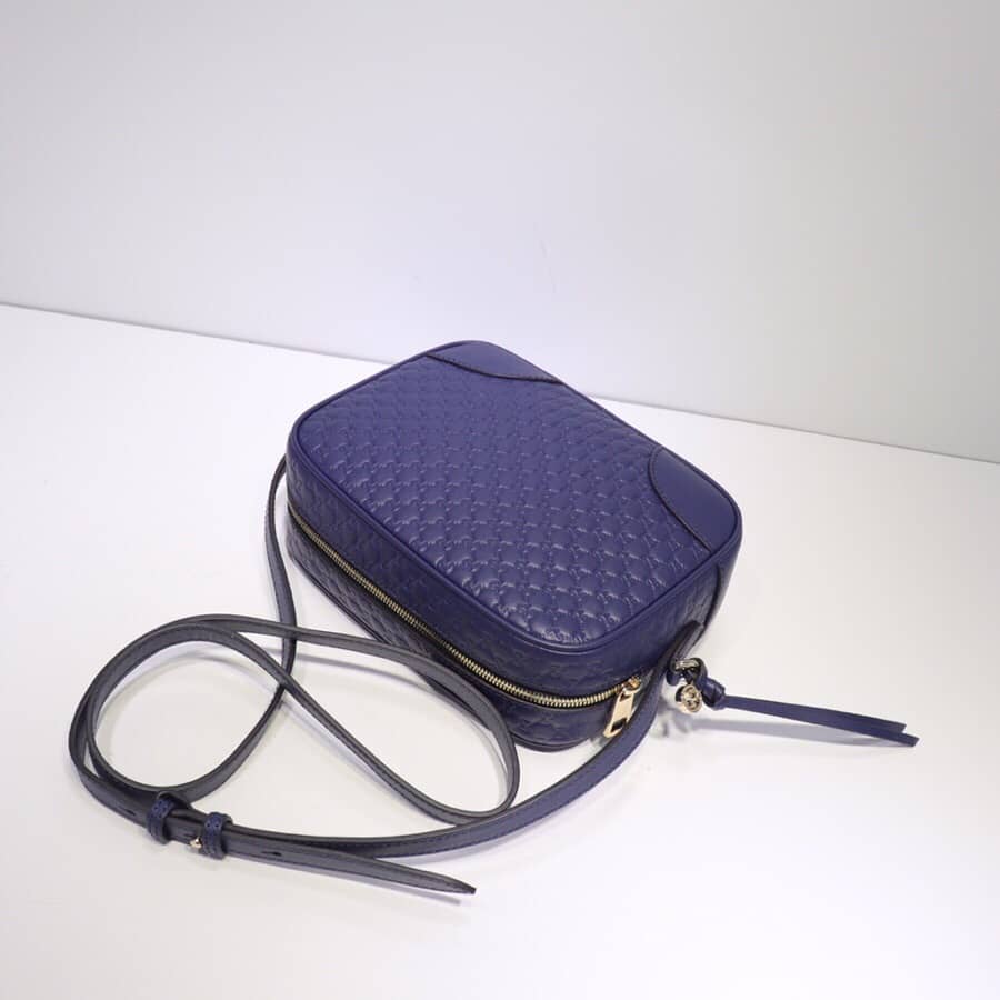 Gucci Bree Guccissima GG Leather Canvas Camera Bag Replica Blue 449413