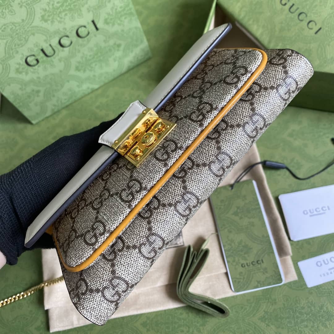 Gucci Padlock Chain Long Wallet White Replica 658226
