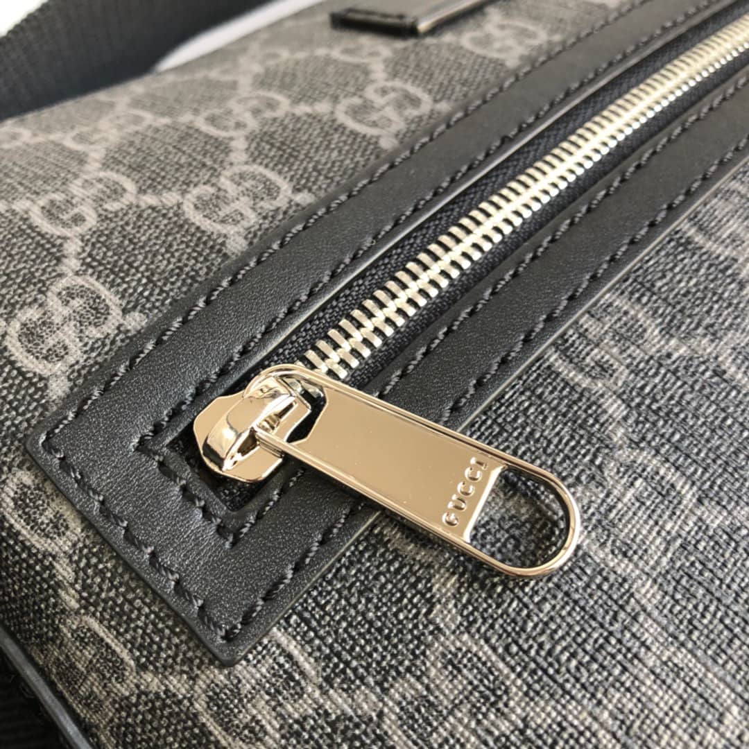 Gucci Mens Supreme Leather Double G Messenger Bag Replica Black 406388