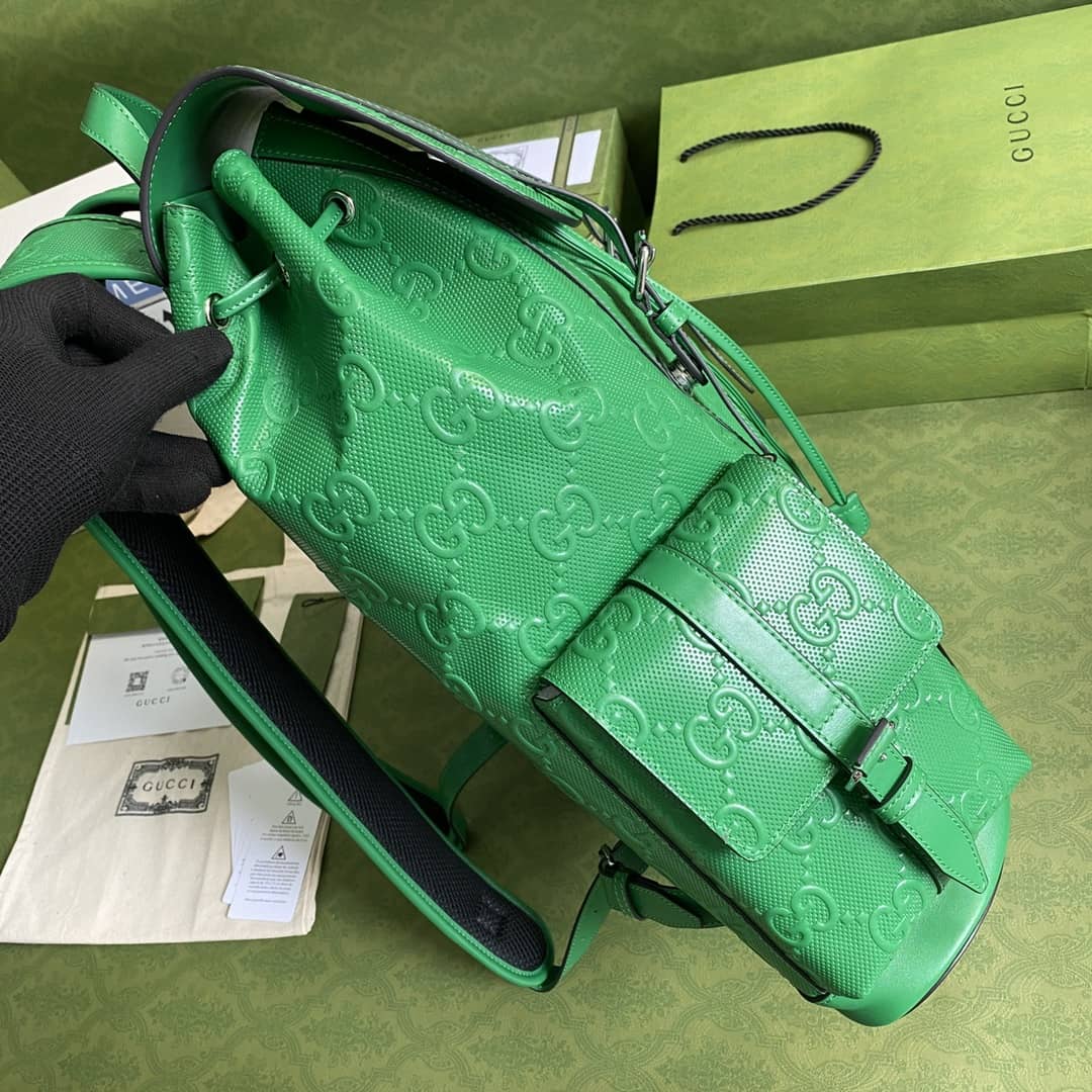 Gucci GG Embossed Backpack Replica Green 625770