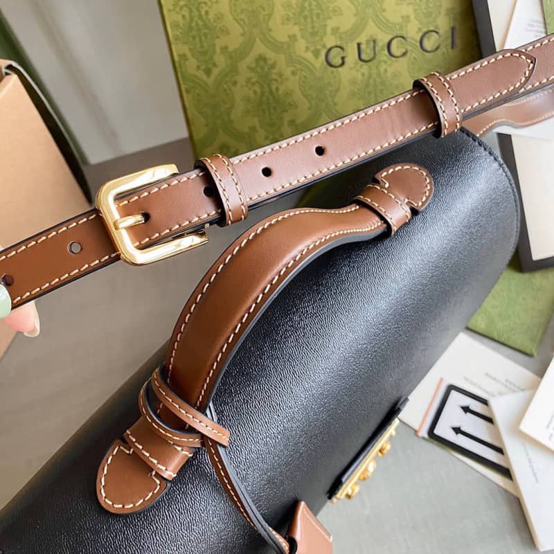 Gucci Padlock Small GG Supreme Canvas Shoulder Bag Replica Black 644527