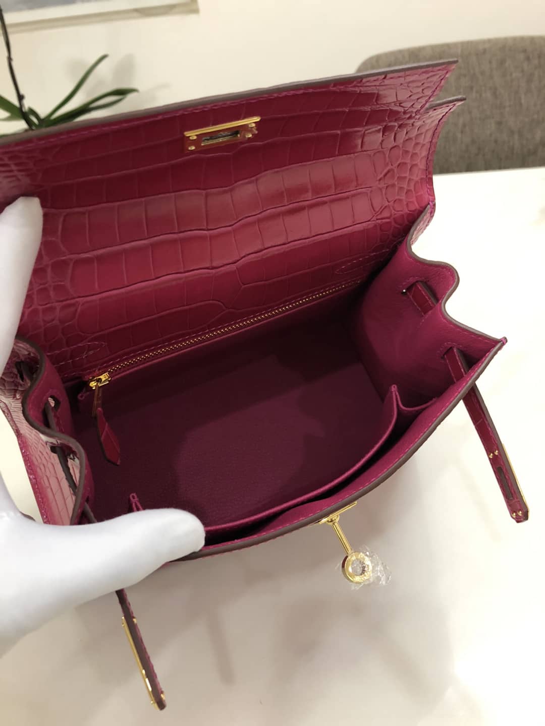 Hermes Kelly Dupe 25CM Crocodile Shiny Replica Bag