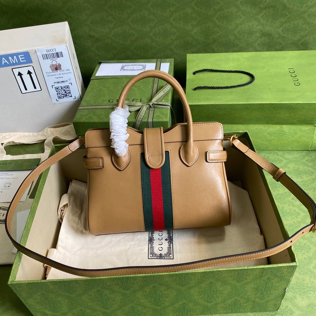 Gucci Small Top With Double G Leather Handle Replica Bag 658450