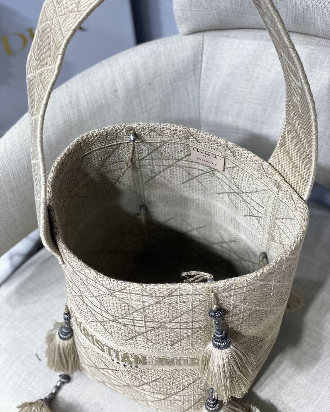 Christian Dior CD Bubble Embroidered Replica Bucket Bag
