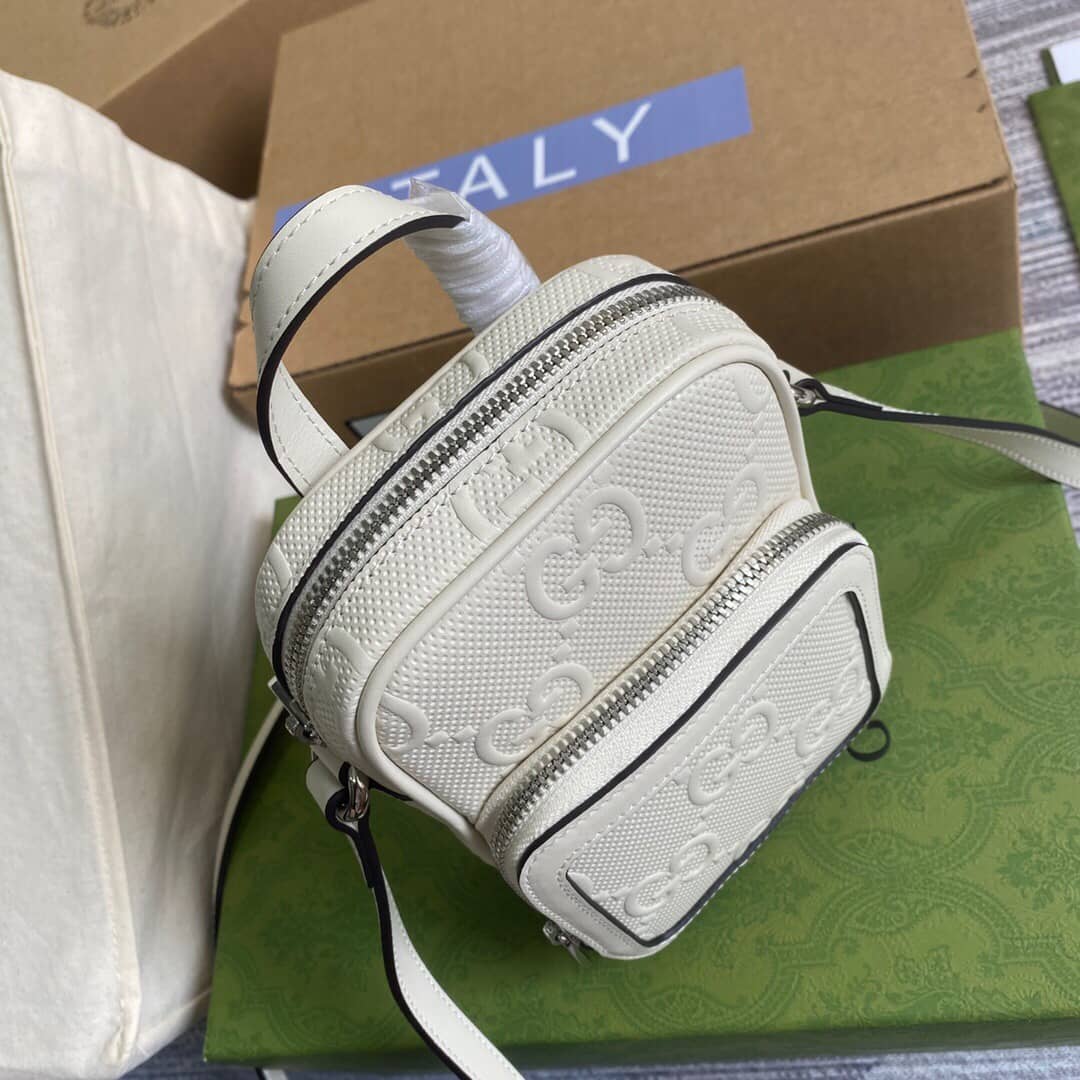 Gucci GG Embossed Mini Bag Replica White 658553