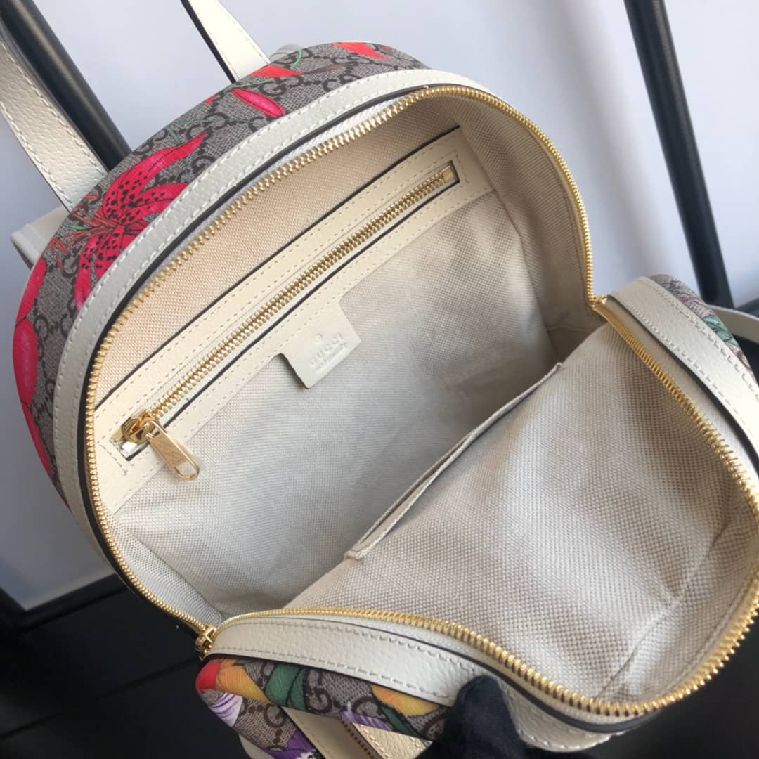 Gucci Ophidia Flora Small GG Supreme Canvas Replica Backpack Beige 547965