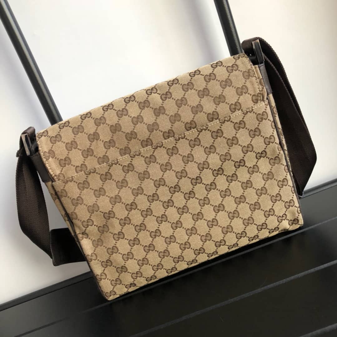 Gucci GG Canvas Messenger Bag Replica Brown 146236