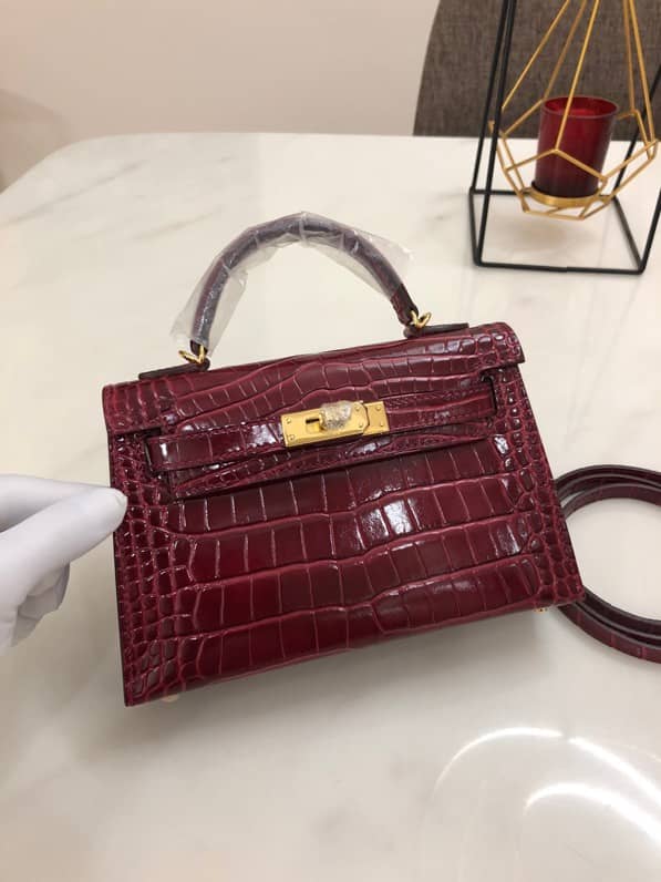 Hermes Kelly Mini 19CM Crocodile Shiny Replica Bag