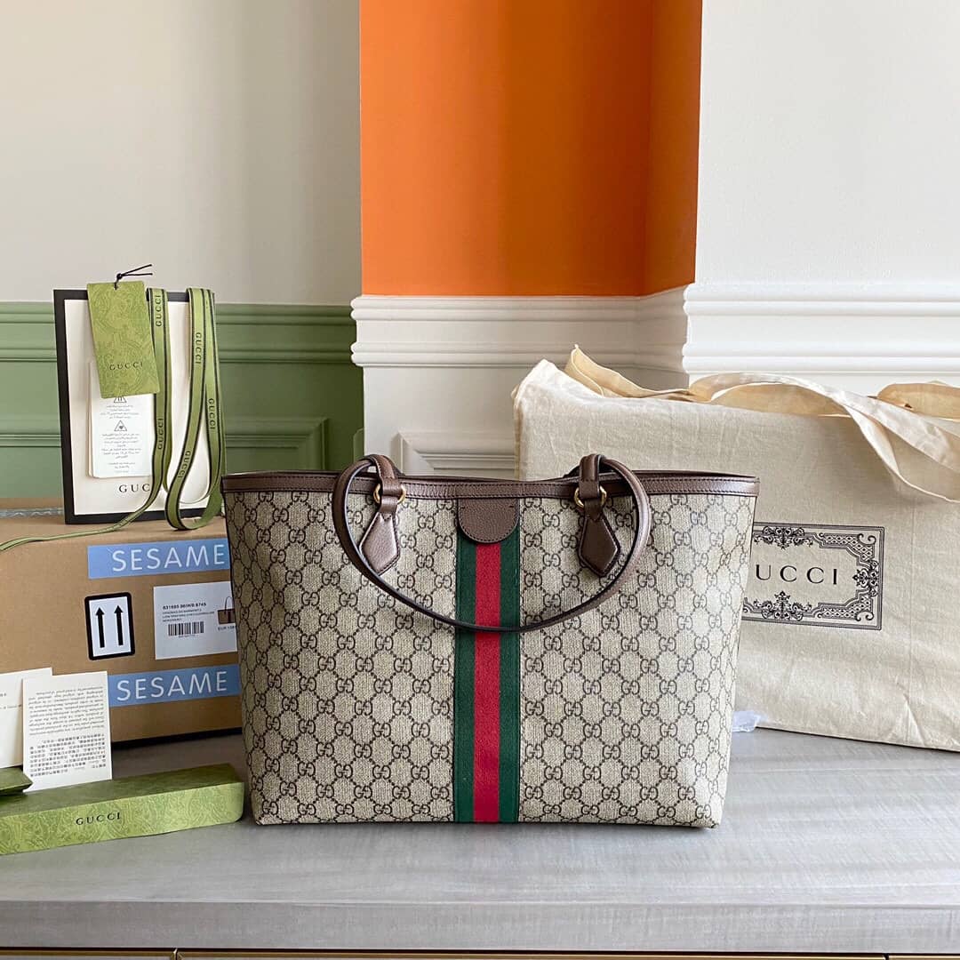 Gucci Ophidia Leather Tote Replica Gray 631685