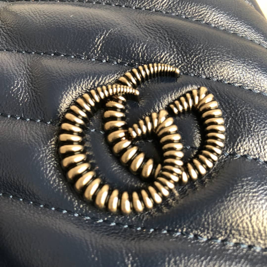 Gucci GG Marmont Mini Bucket Crossbody Bag Replica Blue 575163