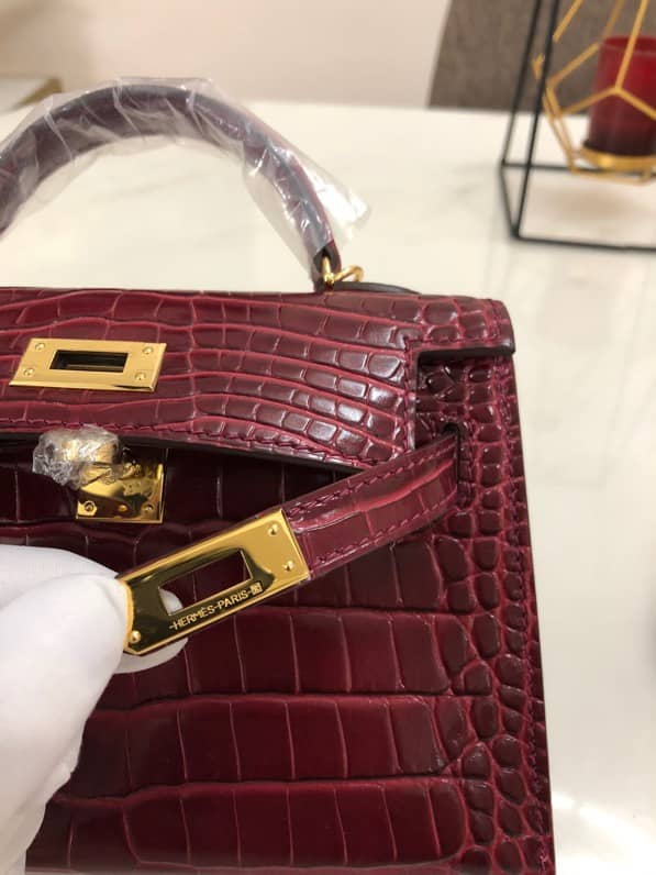 Hermes Kelly Mini 19CM Crocodile Shiny Replica Bag