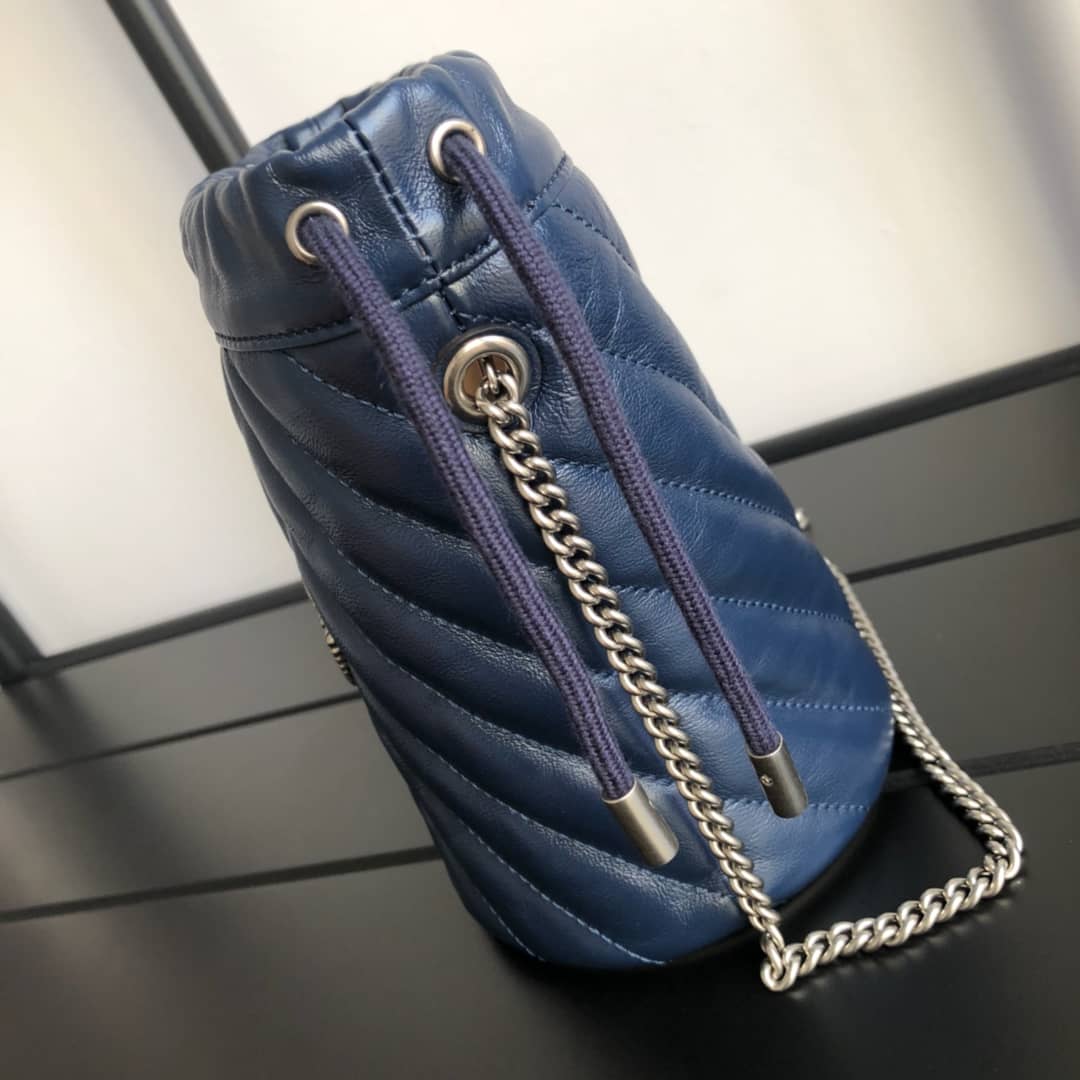 Gucci GG Marmont Mini Bucket Crossbody Bag Replica Blue 575163