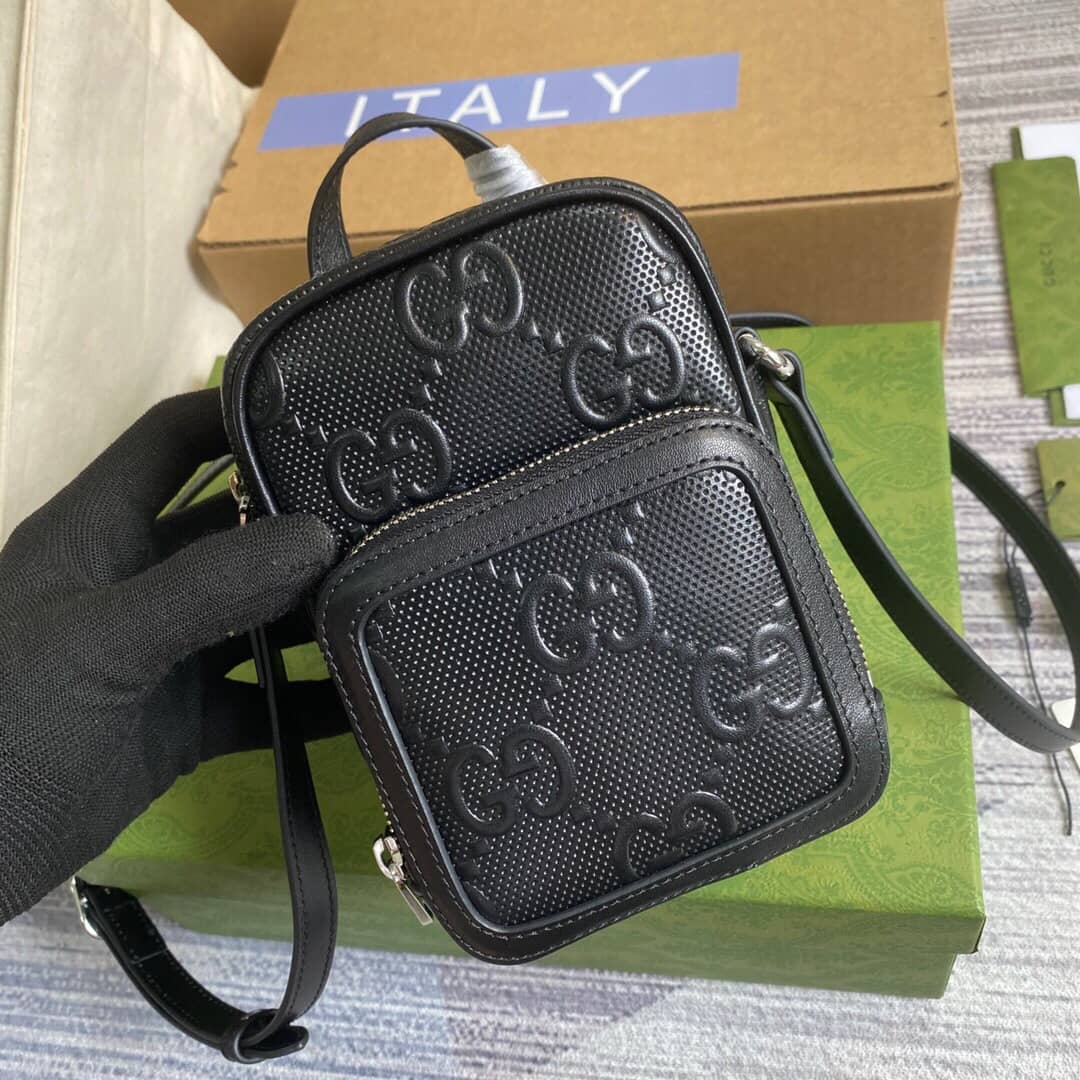 Gucci GG Embossed Mini Bag Replica Black 658553