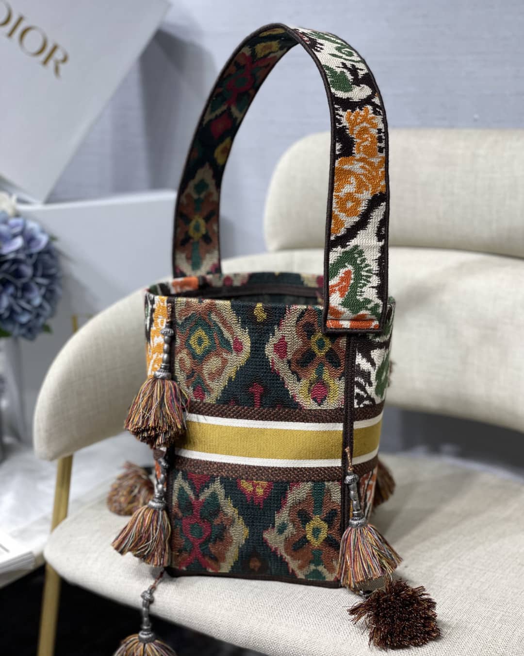 Christian Dior CD Bubble Embroidered Replica Bucket Bag