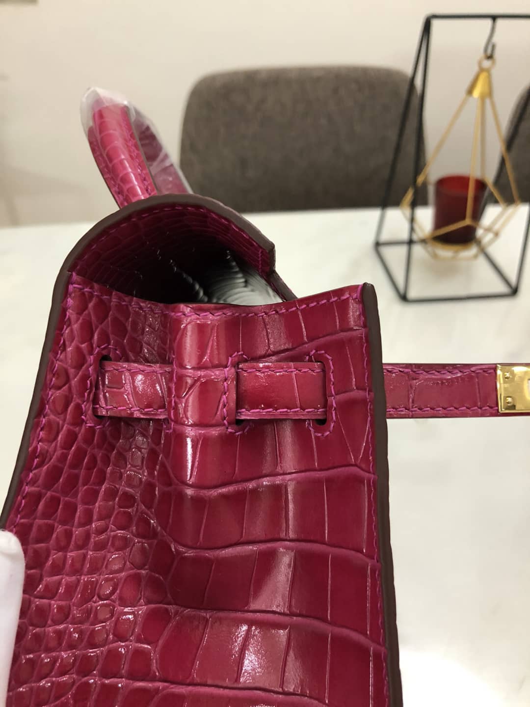 Hermes Kelly Dupe 25CM Crocodile Shiny Replica Bag