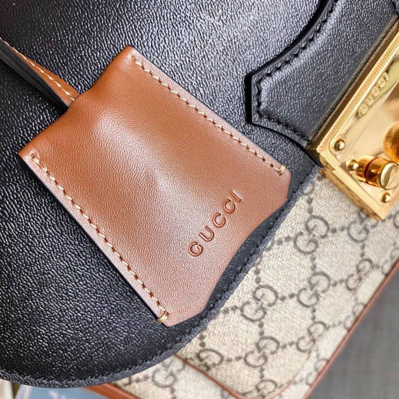 Gucci Padlock Small GG Supreme Canvas Shoulder Bag Replica Black 644527