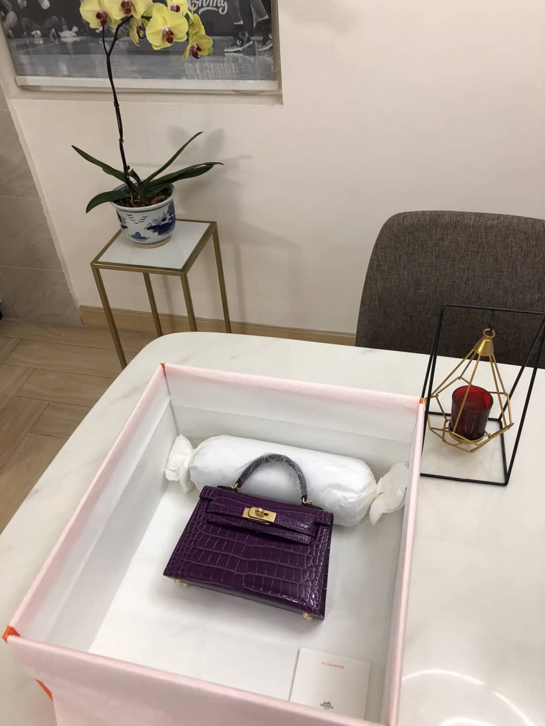 Hermes Kelly Dupe Mini 19CM Crocodile Shiny Replica Bag