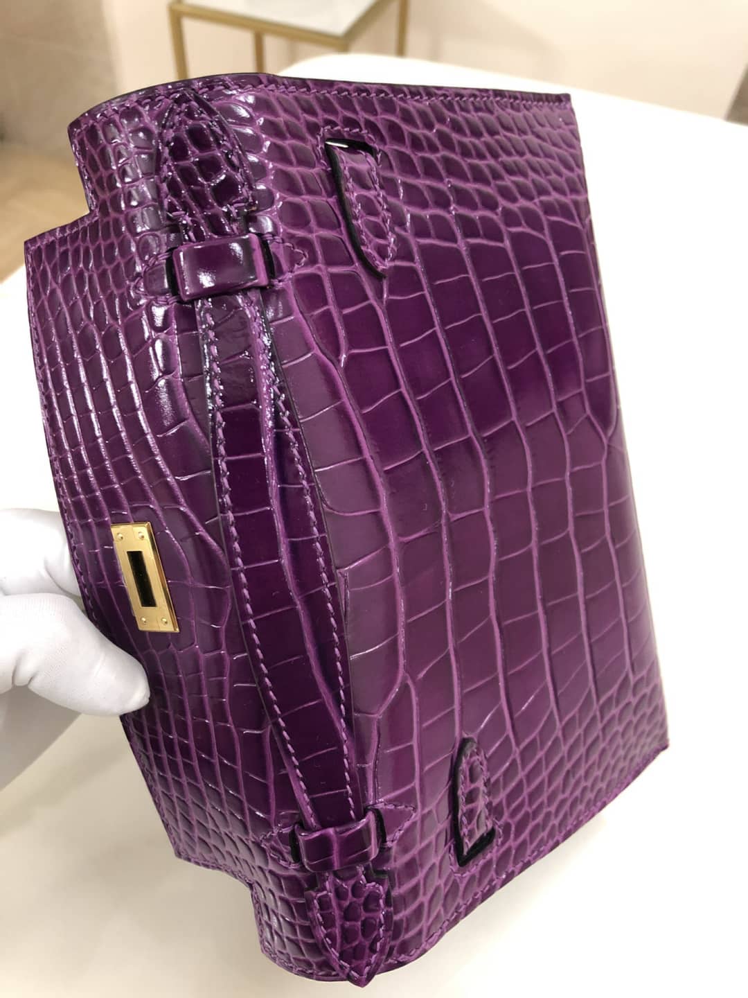Hermes Kelly Dupe 22CM Crocodile Shiny Replica Bag