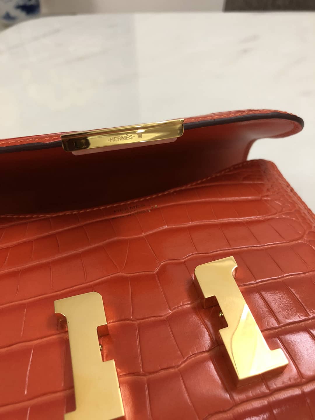 Hermes Replica Constance 18CM Crocodile Shiny Bag