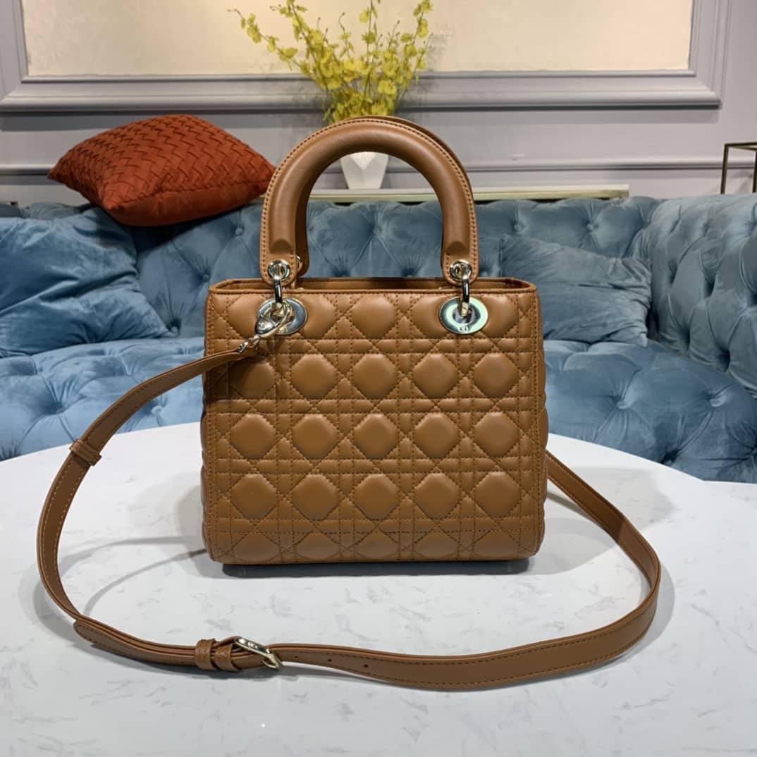 Lady Dior Dupe 24CM Replica Bag(Cola)