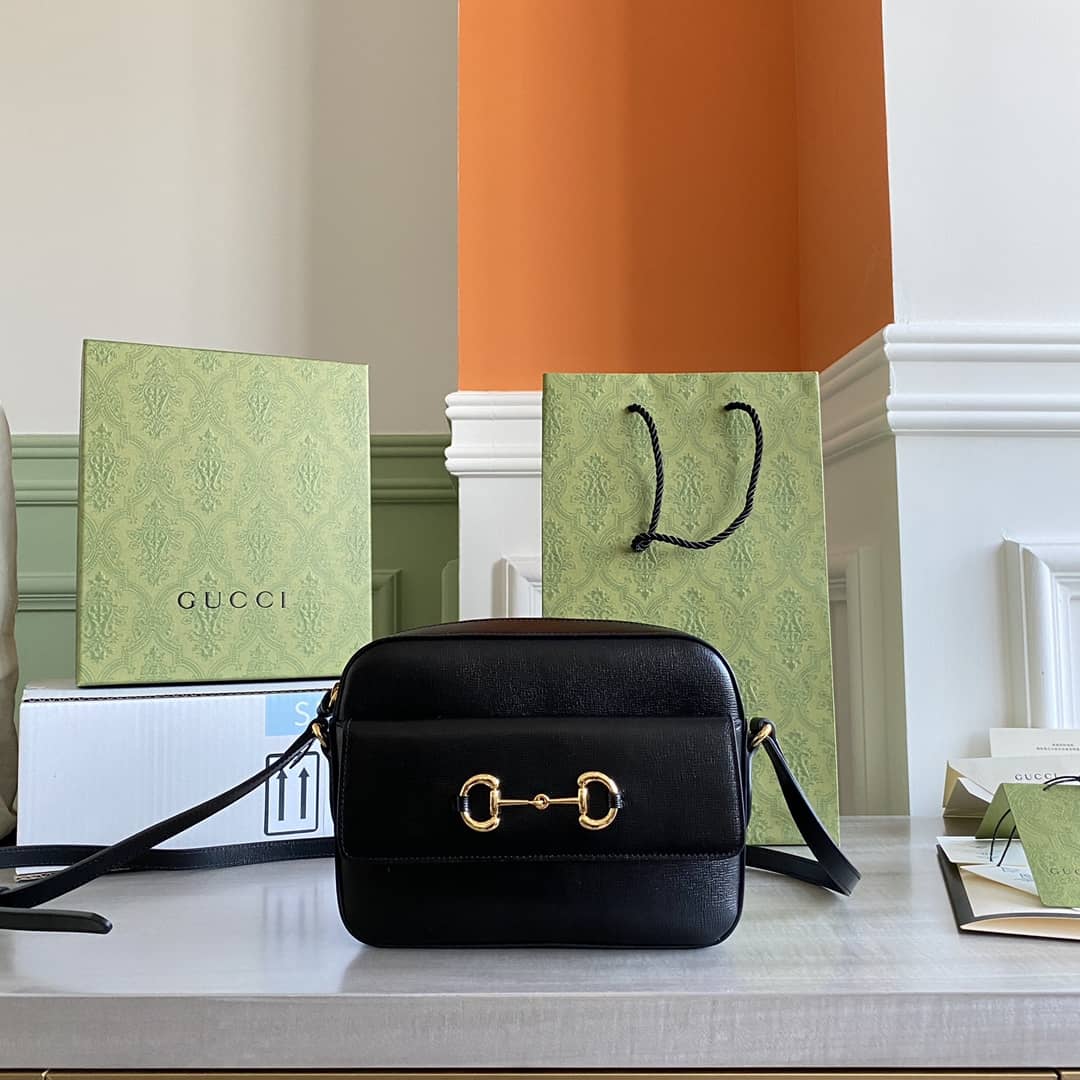 Gucci Horsebit 1955 GG Crossbody Bag Replica Black 645454