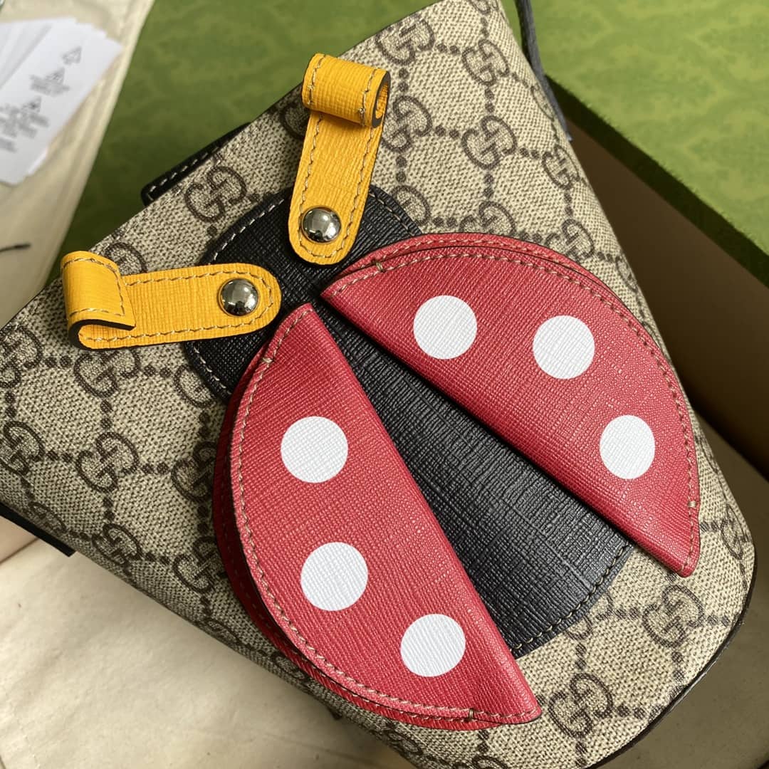 Gucci GG Children Ladybug Supreme Canvas Bucket Bag Replica 666277