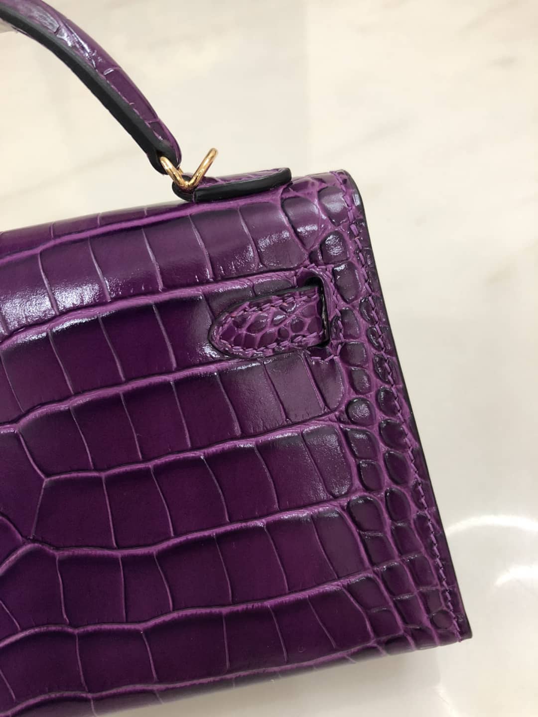 Hermes Kelly Dupe Mini 19CM Crocodile Shiny Replica Bag